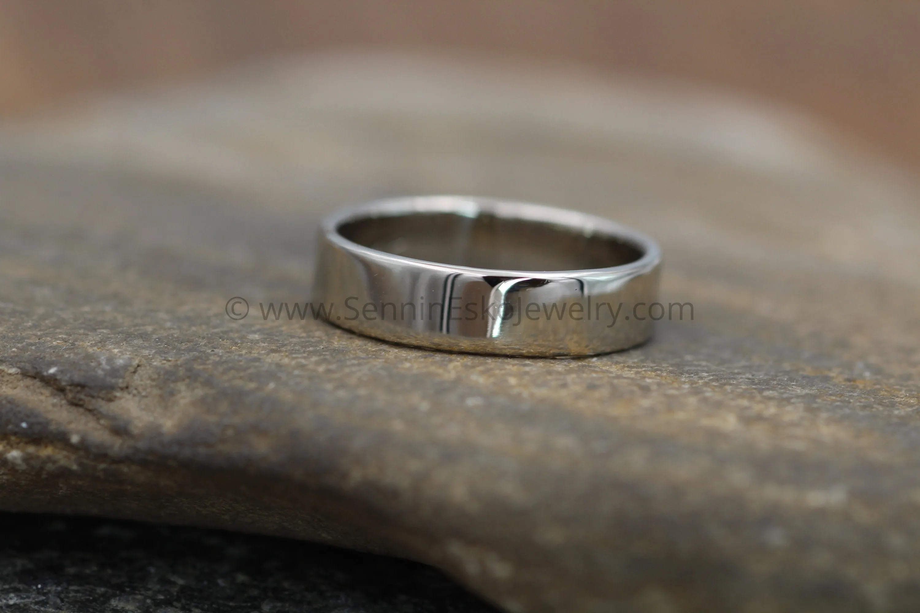 14kt White Gold 5x1.2mm Flat Band - Glossy Finish