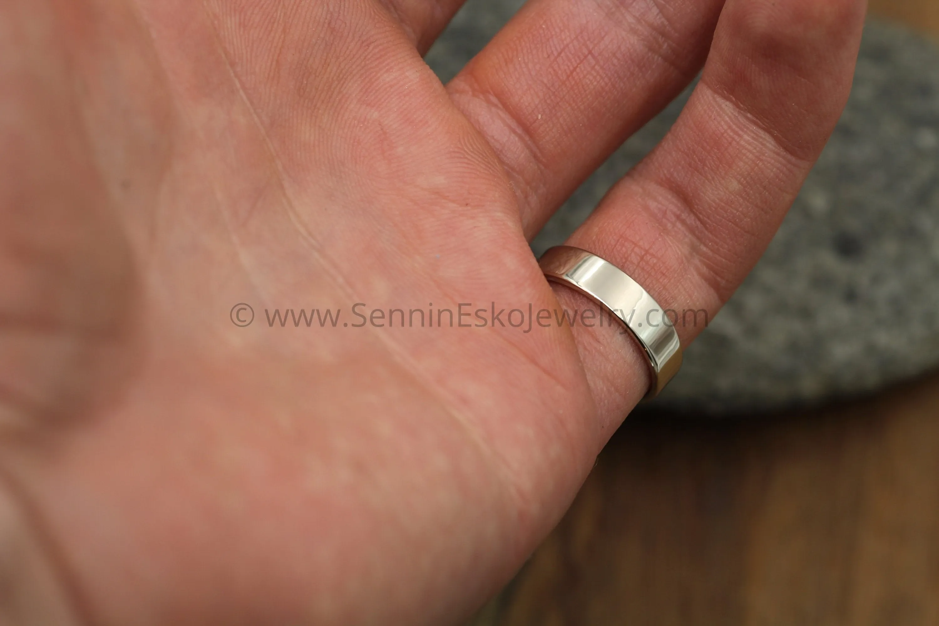 14kt White Gold 5x1.2mm Flat Band - Glossy Finish