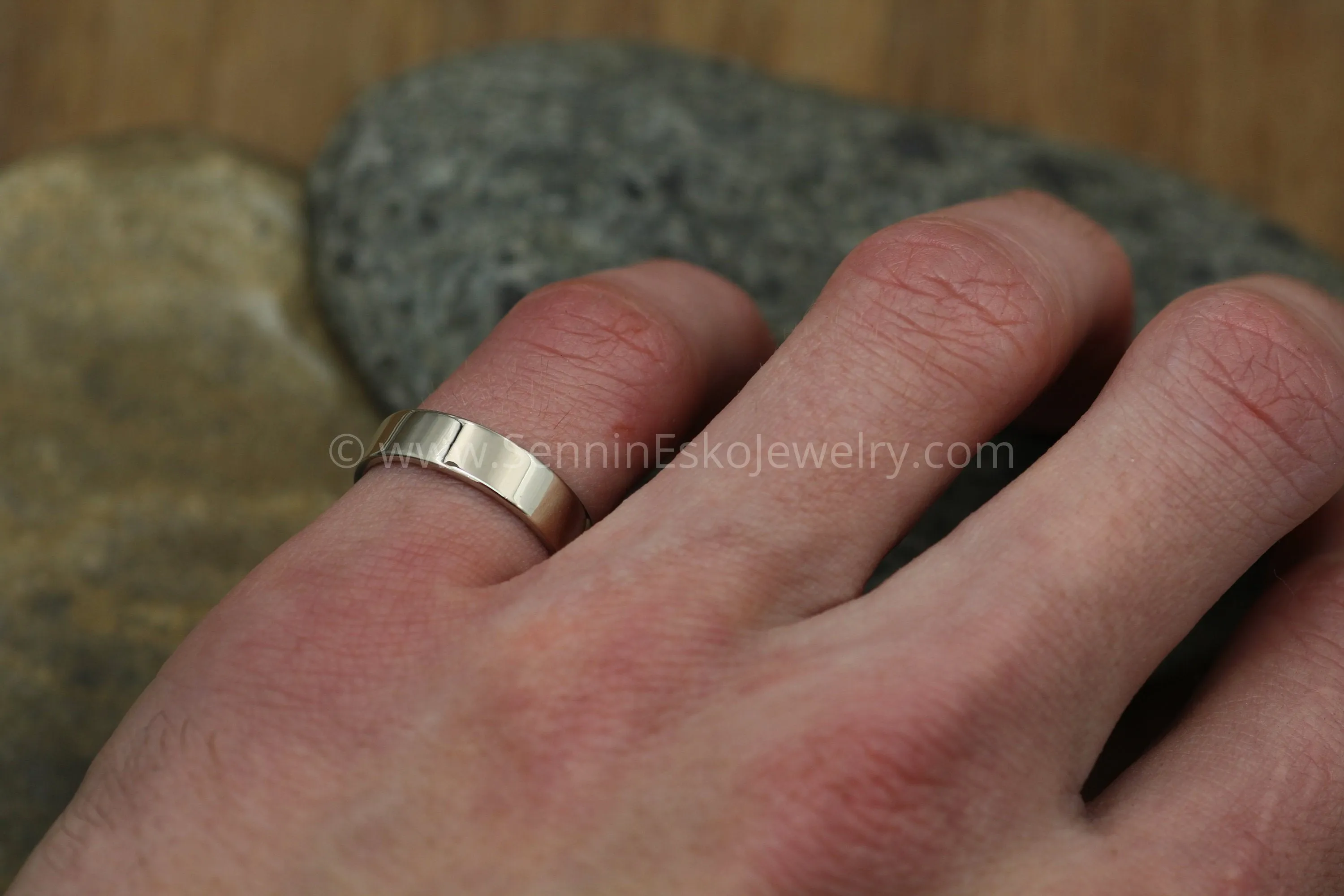 14kt White Gold 5x1.2mm Flat Band - Glossy Finish