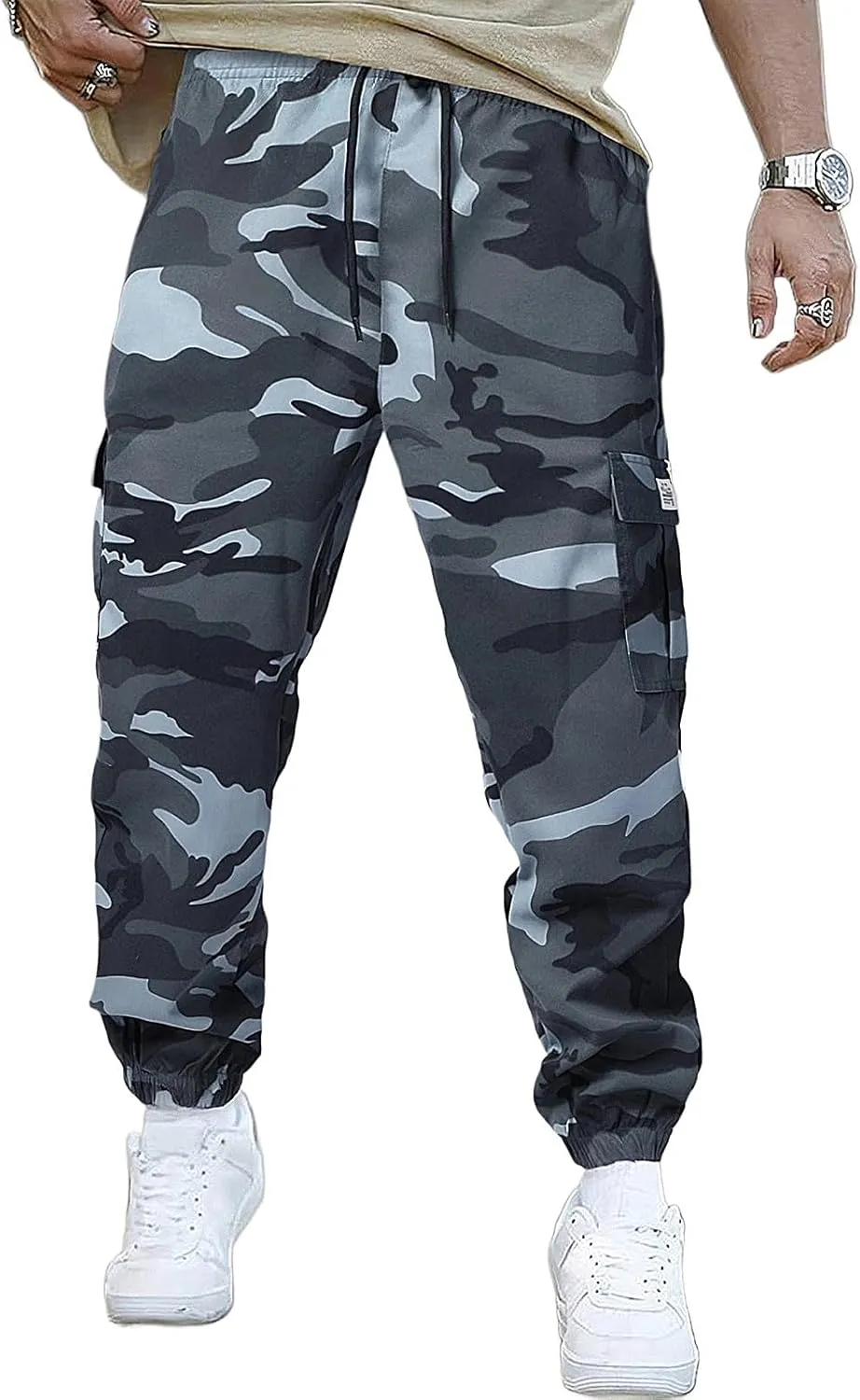 ADHOWBEW Mens Tactical Pants Stretch Construction Work Big and Tall Waterproof Pockets Joggers