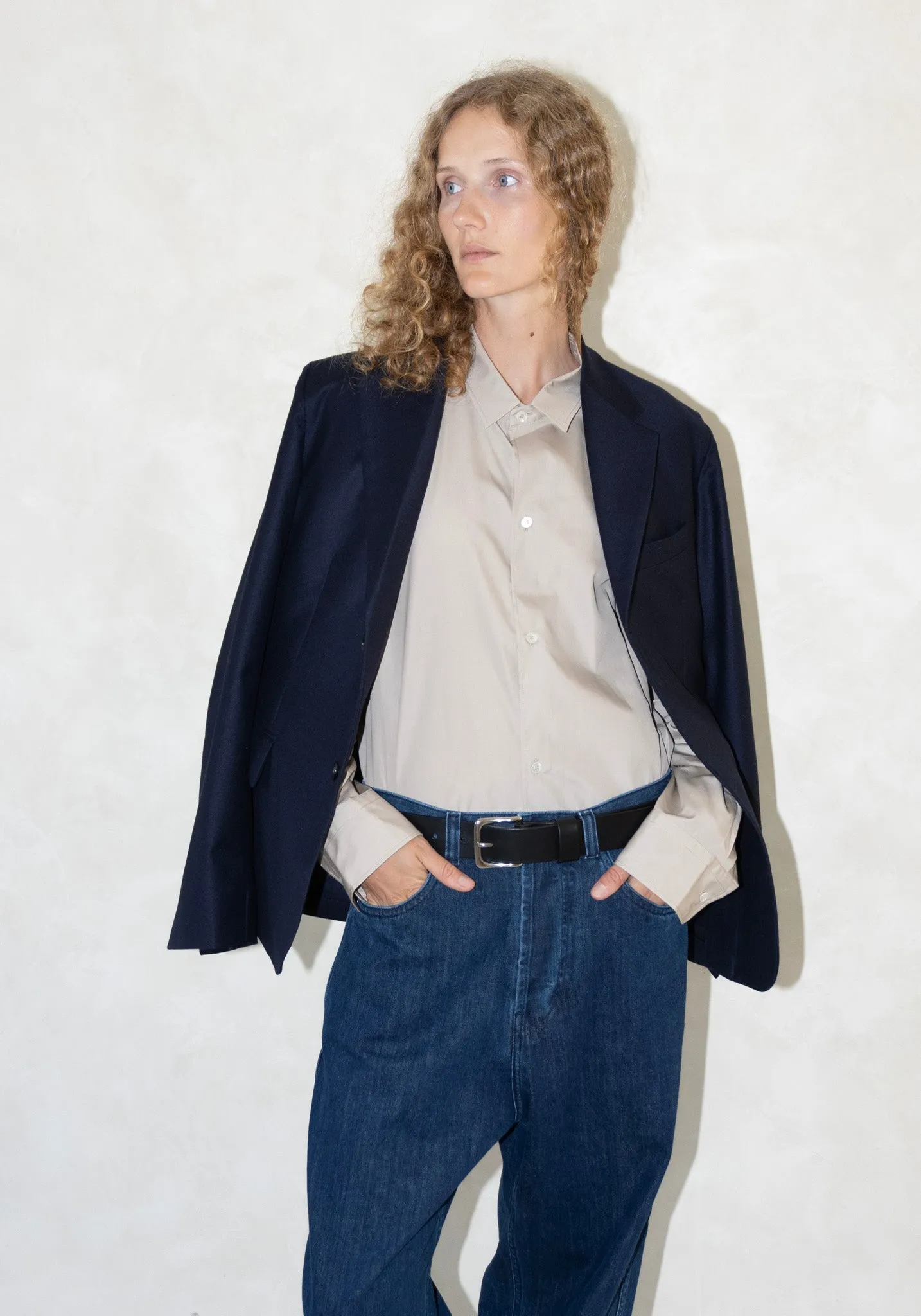 Brit Button Front Shirt in Stone