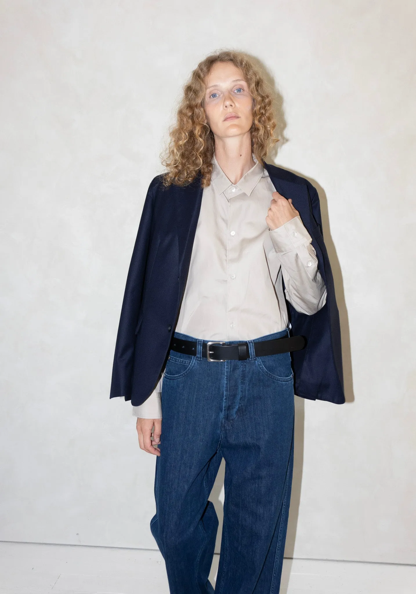 Brit Button Front Shirt in Stone