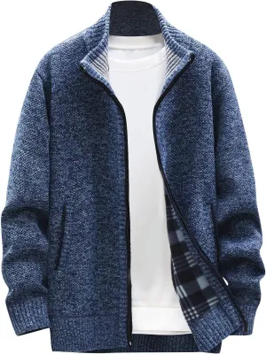 Casual Sweaters Cardigan Knitted Long Sleeve Jacket Full Zip Fleece Winter Warm Coat Outdoor Work Dress, XL-4XL