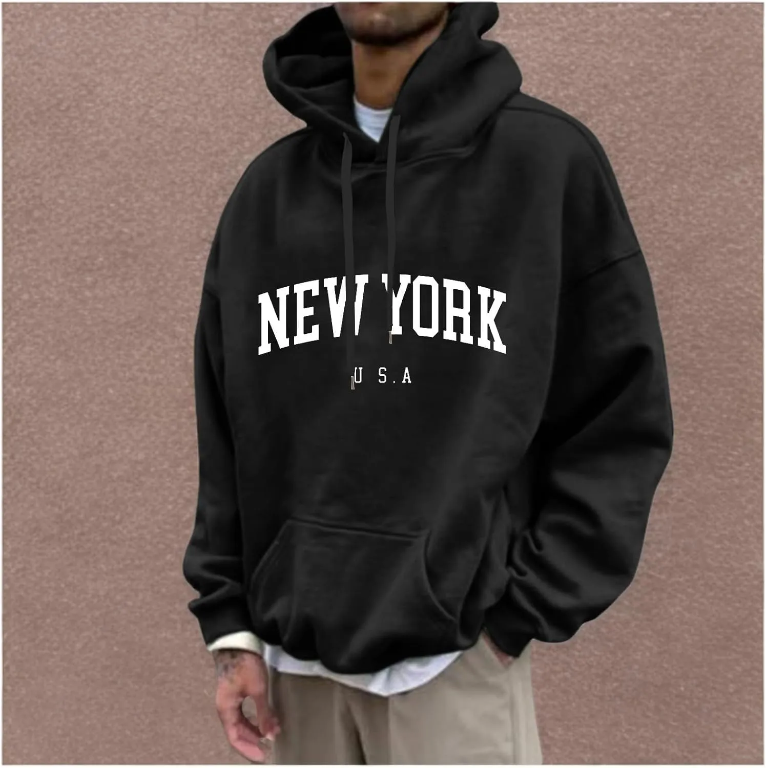 DuDubaby Hoodies for Men Big and Tall Fall and Winter Casual Sweater Jacket Warm Knit Sweater Hooded Hoodie
