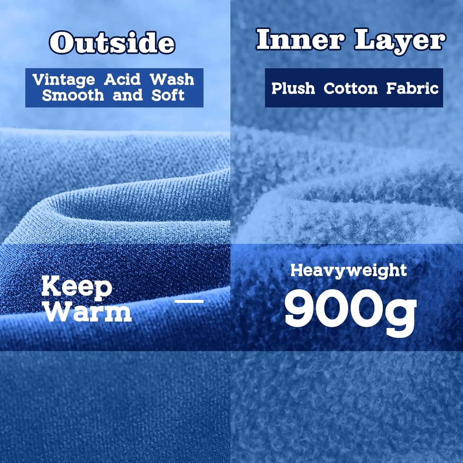 FAIABLE Mens Hoodies Pullover Oversized Hoodie Wash Plush Cotton Hooded Sweatshirt Vintage Heavyweight Hoodie Men Streetwear