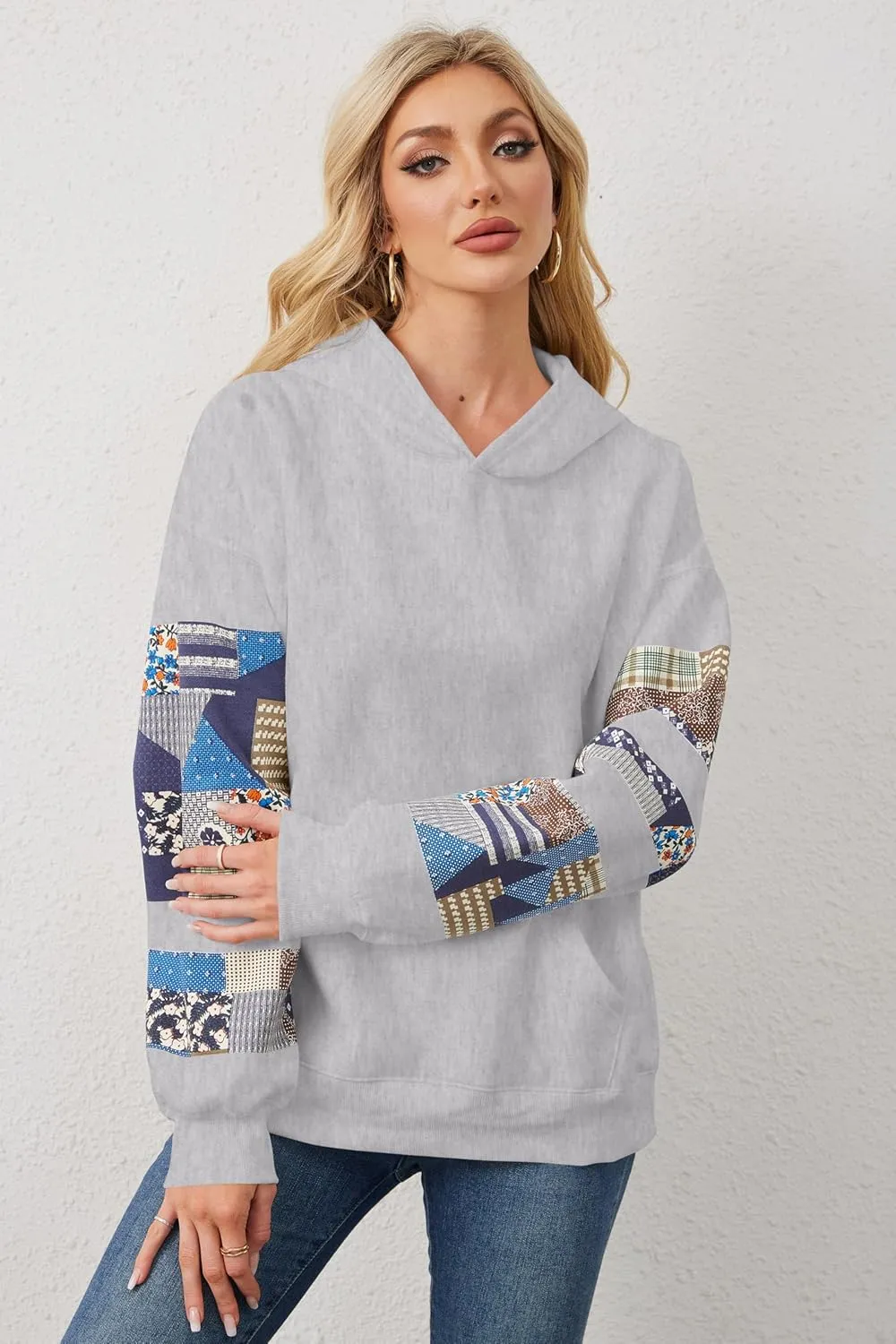 Graphic Hoodies for Women Oversized Floral Print Fleece Hooded Sweatshirts Long Sleeve Y2k Boyfriend Pullover Tops
