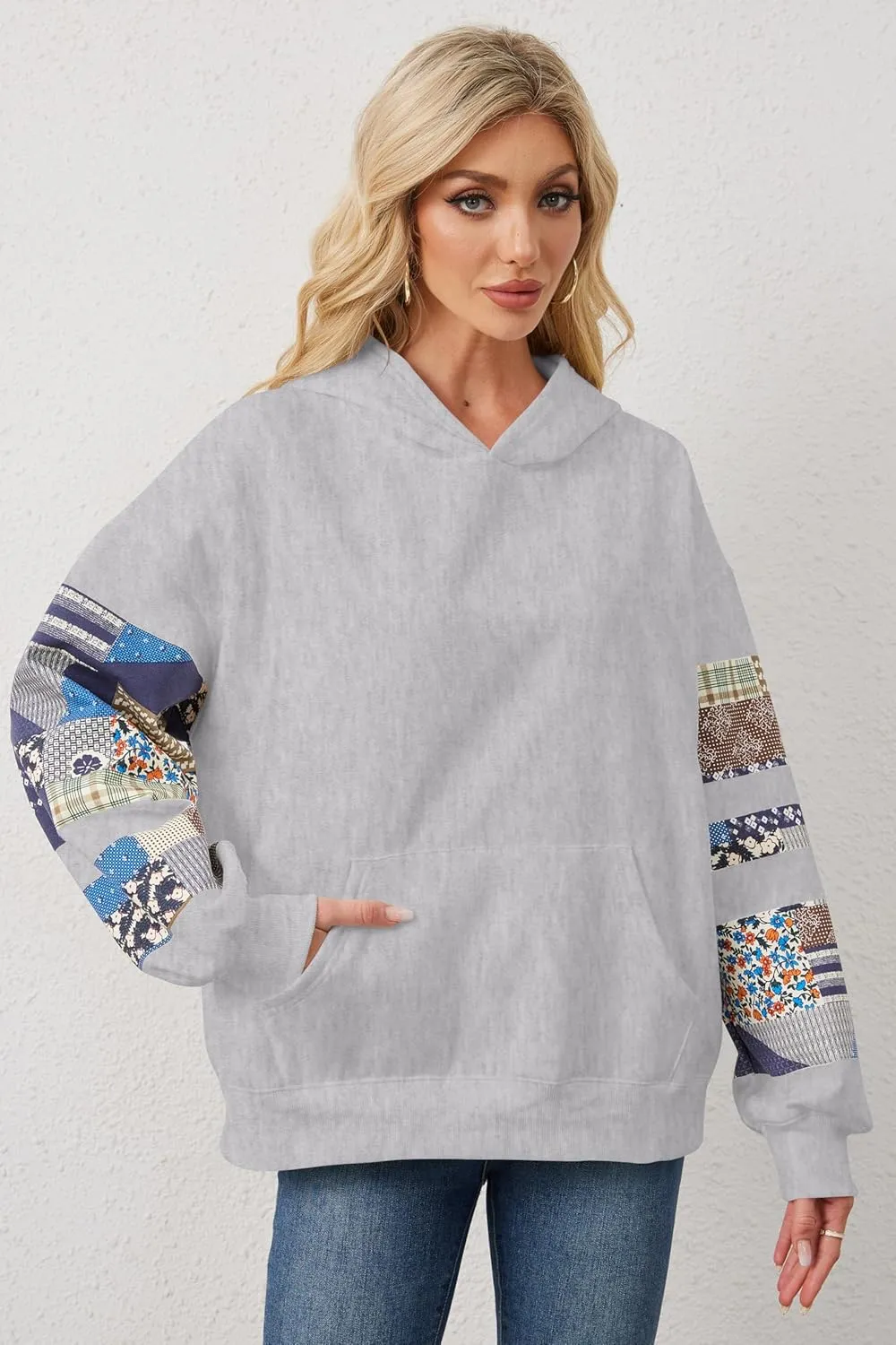Graphic Hoodies for Women Oversized Floral Print Fleece Hooded Sweatshirts Long Sleeve Y2k Boyfriend Pullover Tops