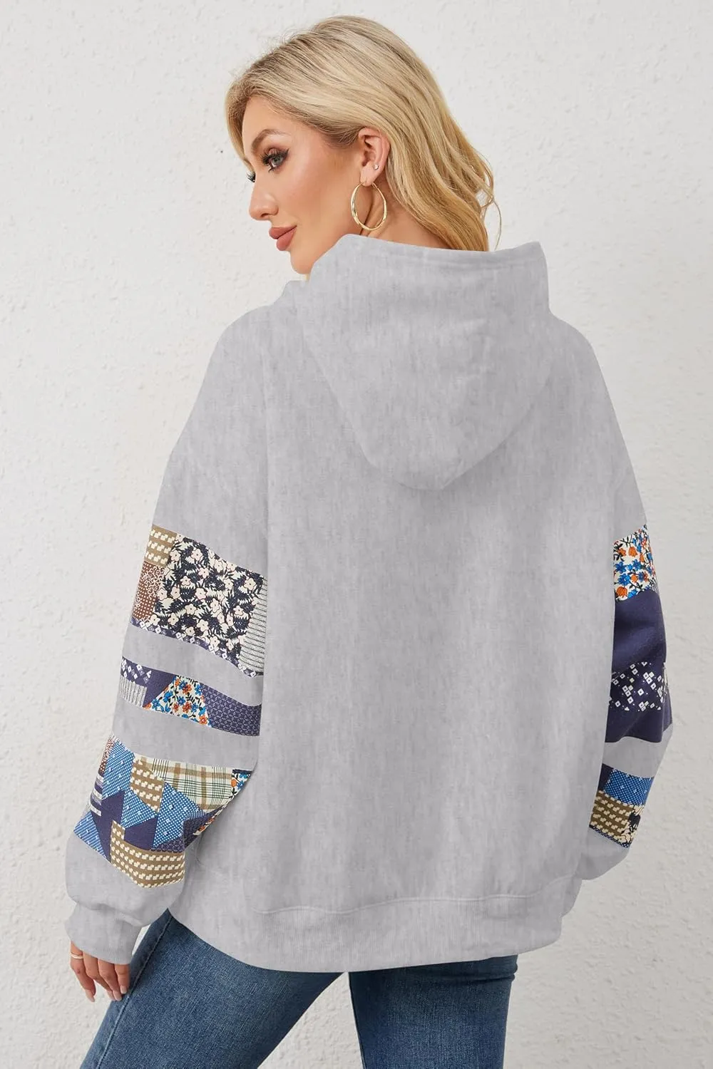 Graphic Hoodies for Women Oversized Floral Print Fleece Hooded Sweatshirts Long Sleeve Y2k Boyfriend Pullover Tops