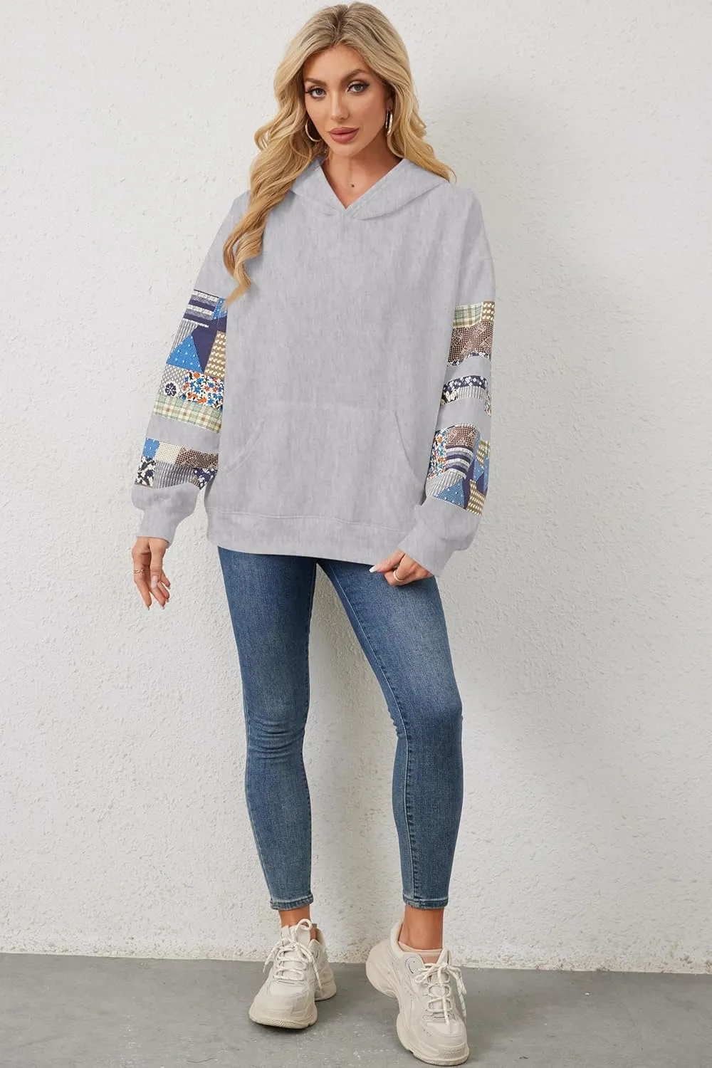 Graphic Hoodies for Women Oversized Floral Print Fleece Hooded Sweatshirts Long Sleeve Y2k Boyfriend Pullover Tops