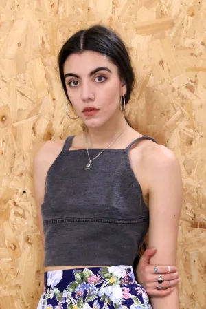 LOOT LABEL Charcoal Levi's Denim Tie-Back Top