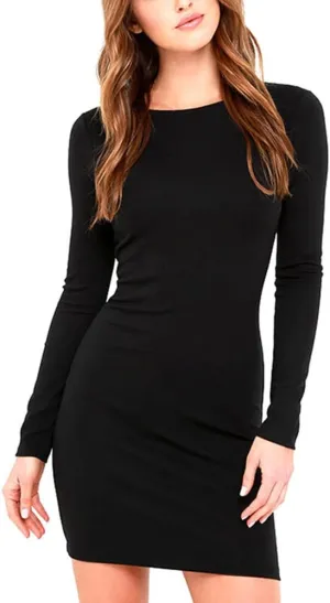 LYKSAW Queen.M Women's Sexy Bodycon Dress Knitting Casual Club Party Slim Short Mini Dress