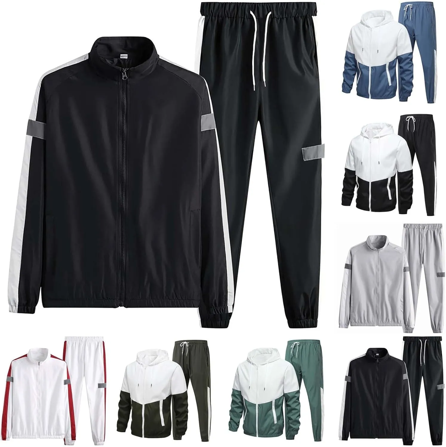 Men's 2 Piece Polo Tracksuit Set Matching Sweatshirt Hoodie Corset Sweatpants Sweatsuit Active Jackets and Pants