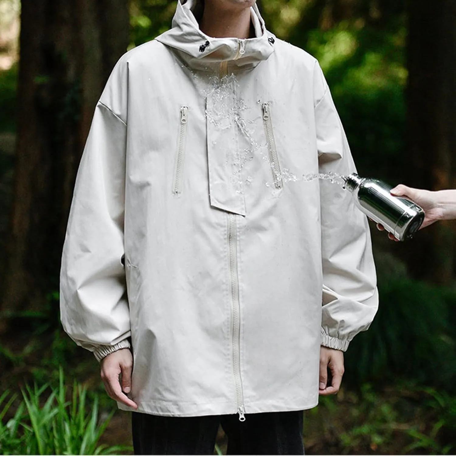 Mens 2023 Winter Hooded Trench Coats Stylish Zip Up Windbreaker Jackets Plus Size Windproof Outdoor Hiking Travel Overcoats