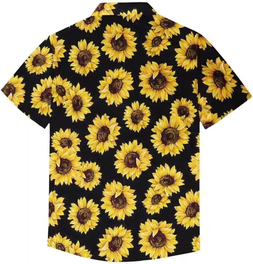 Men's Floral Print Fashion Button Down Casual Shirt Summer Top Short Sleeve