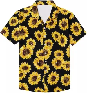 Men's Floral Print Fashion Button Down Casual Shirt Summer Top Short Sleeve