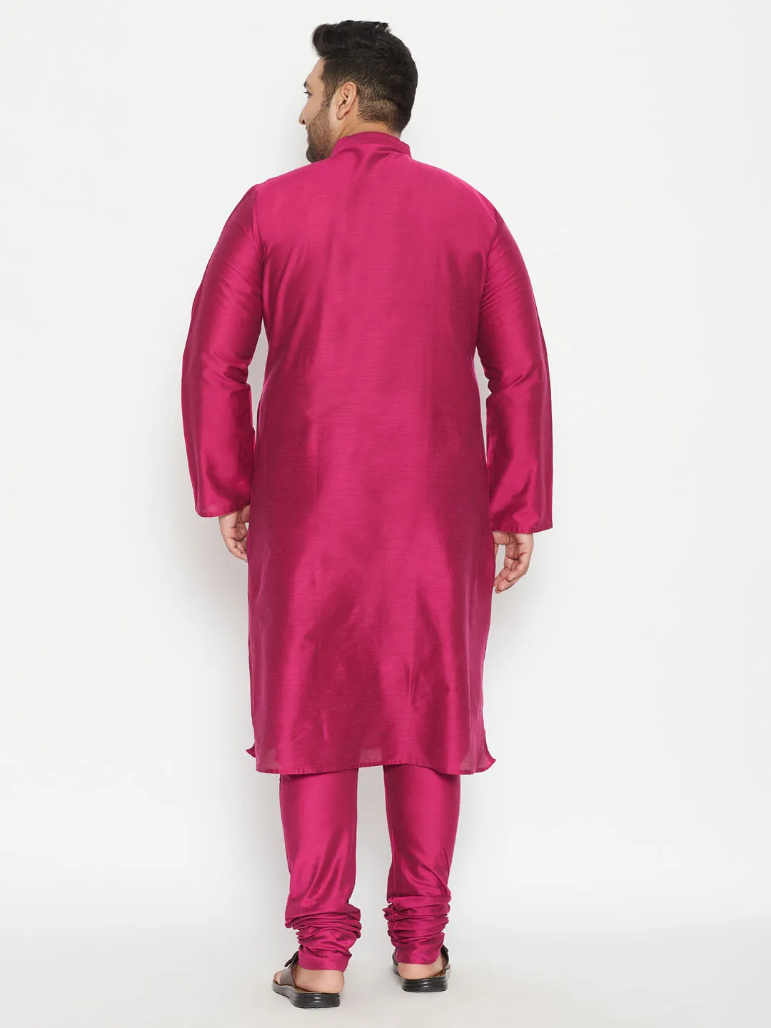 Men's Plus Fushia Pink Viscose Blend Kurta - Vastramay