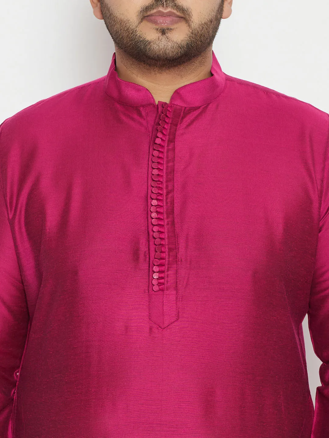 Men's Plus Fushia Pink Viscose Blend Kurta - Vastramay