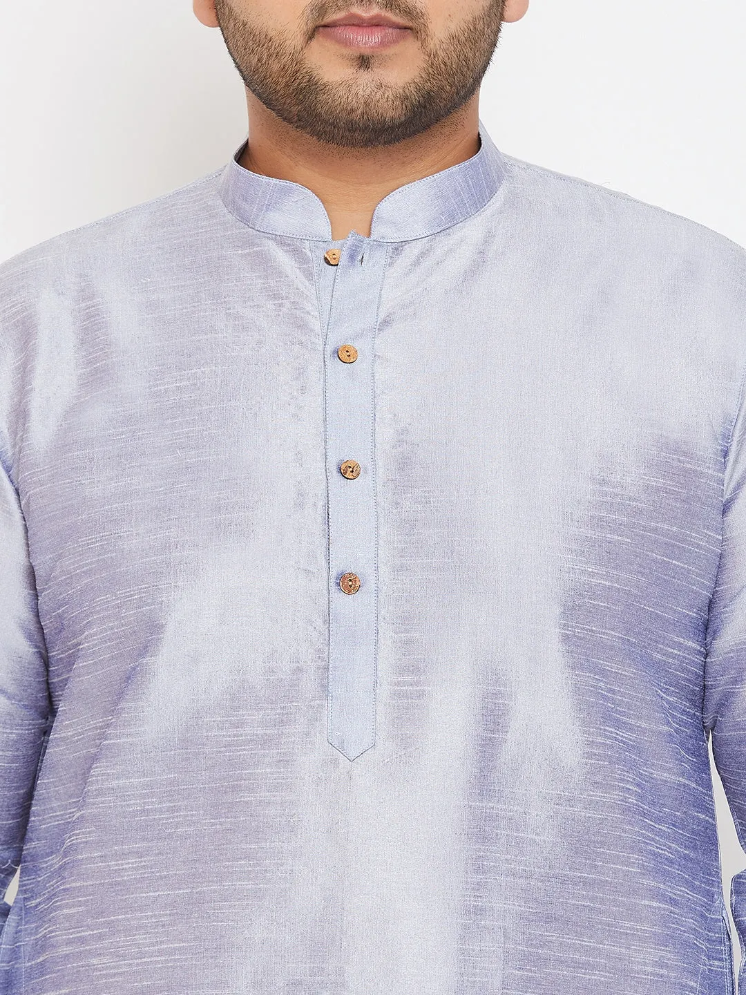 Men's Plus Lavender Blue Silk Blend Kurta - Vastramay