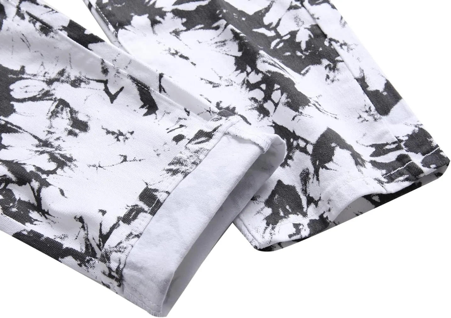 Men's Skinny Stretch Jeans Fashion Printed Slim Fit Jeans Comfort Flex Waist Casual Pants