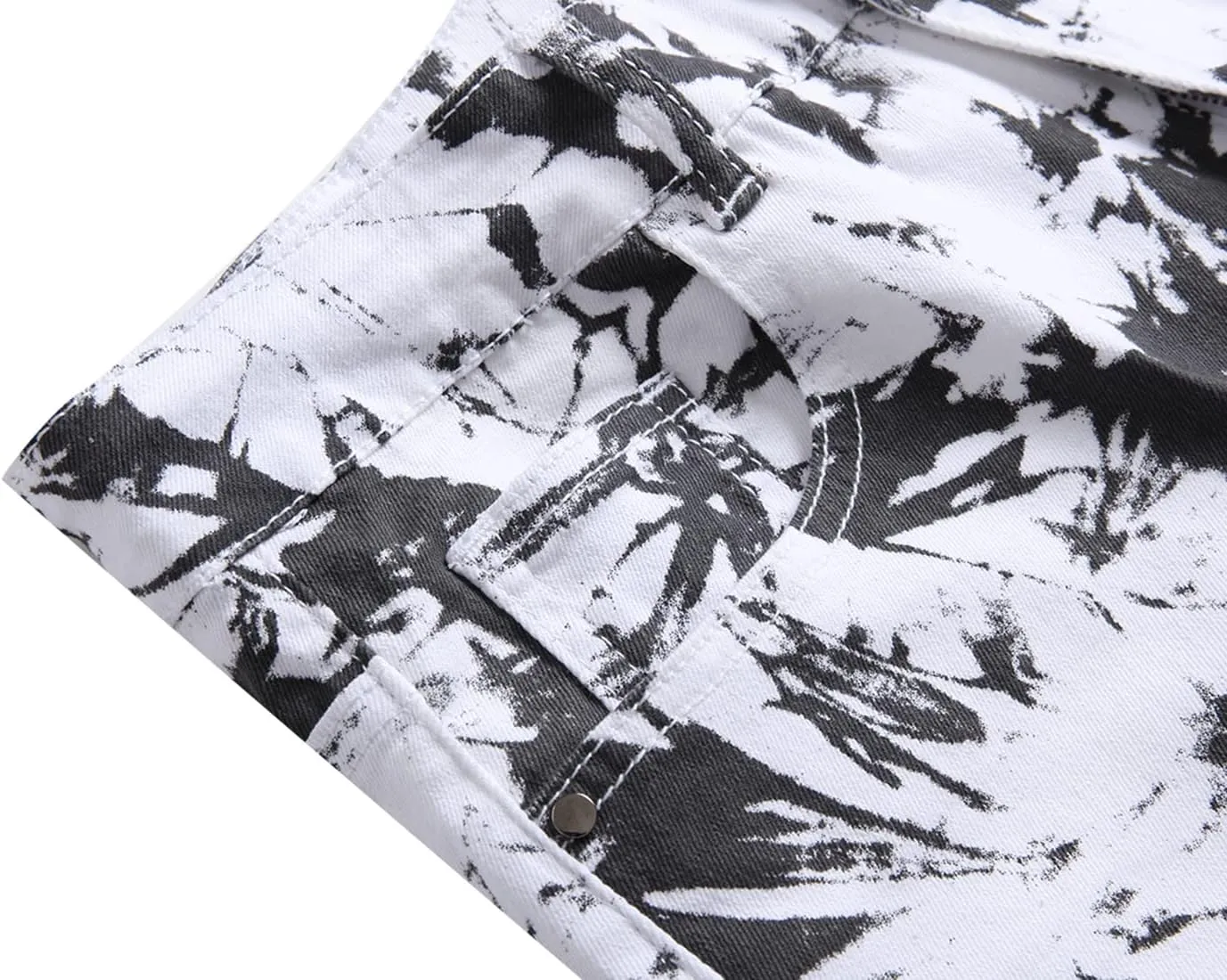 Men's Skinny Stretch Jeans Fashion Printed Slim Fit Jeans Comfort Flex Waist Casual Pants