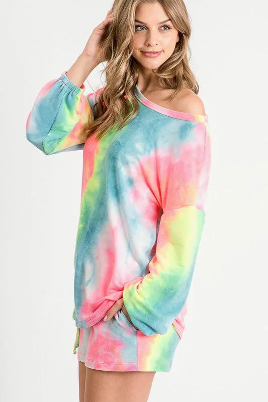 Rainbow Tie Dye Shorts Set