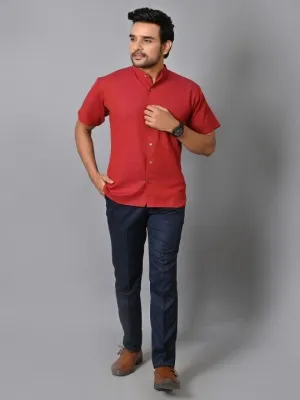 Red Khadi Cotton Men Shirt