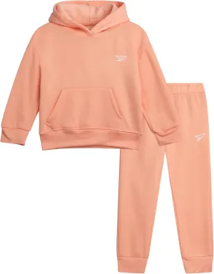 Reebok Toddler Girls Sweatsuit Set - 2 Piece Performance Fleece Hooded Sweatshirt and Jogger Sweatpants for Girls