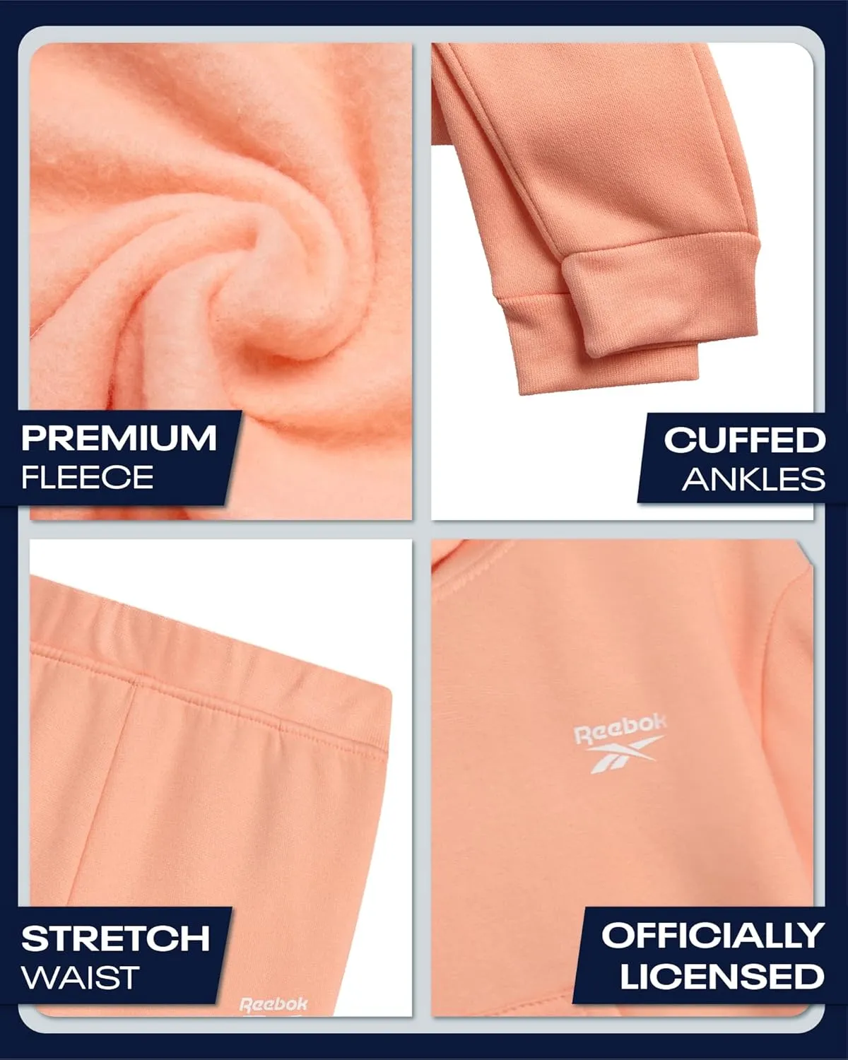 Reebok Toddler Girls Sweatsuit Set - 2 Piece Performance Fleece Hooded Sweatshirt and Jogger Sweatpants for Girls