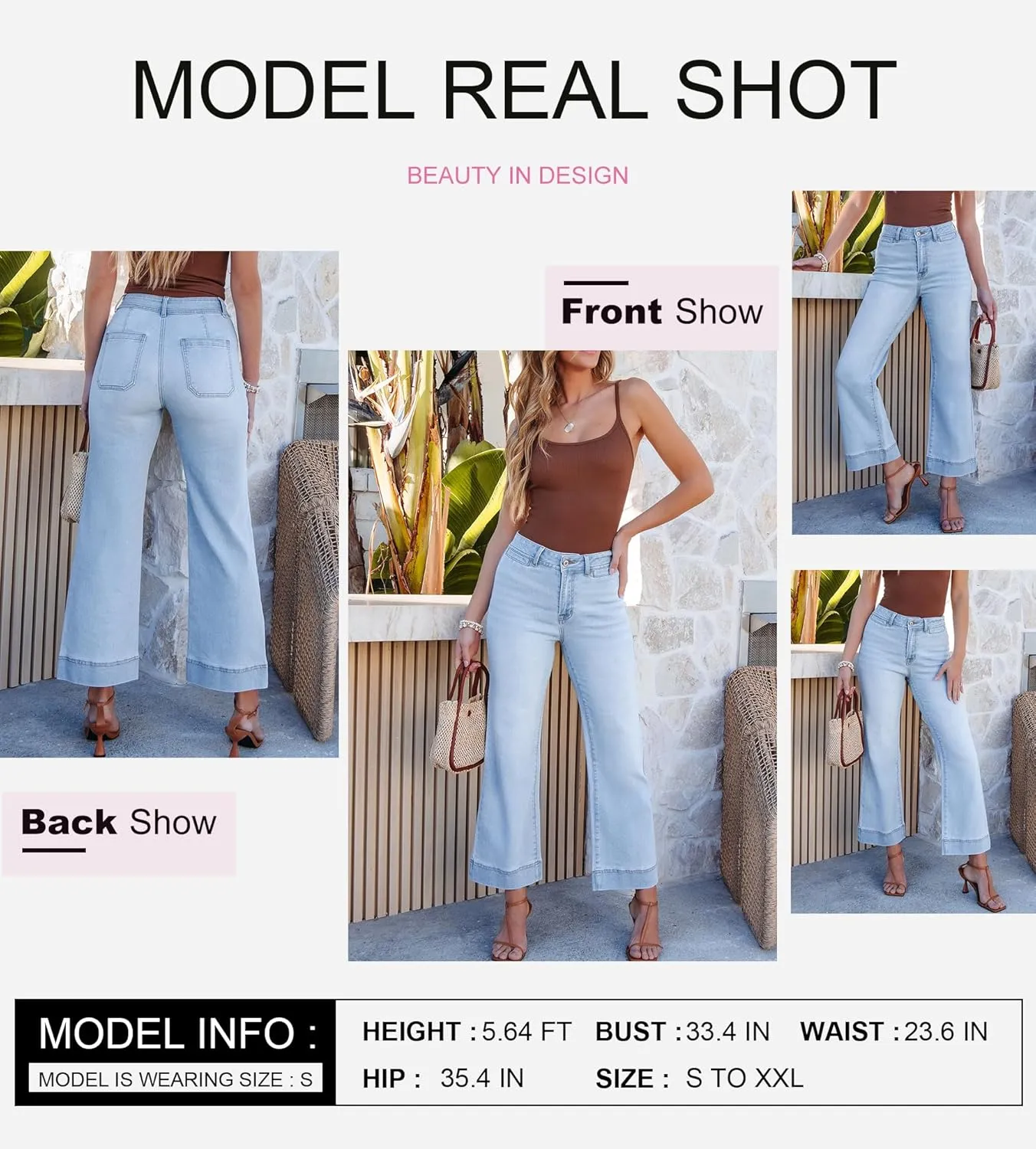 SHEWIN Wide Leg Jeans for Women Trendy High Waisted Flare Jeans Stretchy Straight Leg Ankle Denim Pants with Pockets