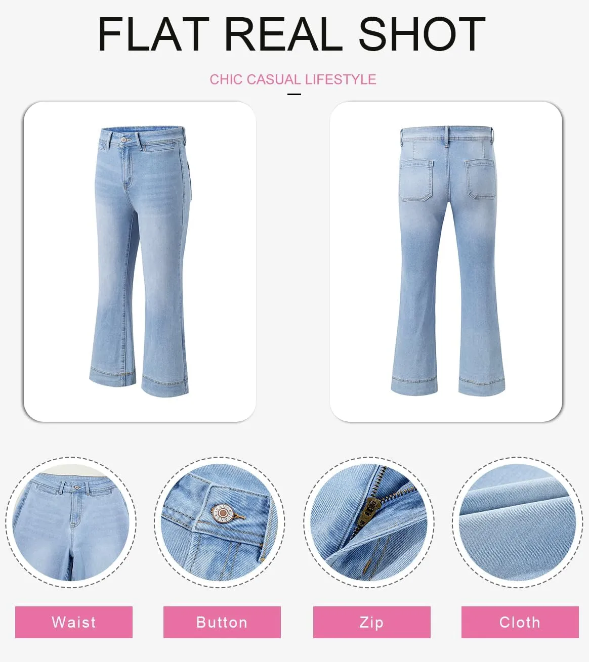SHEWIN Wide Leg Jeans for Women Trendy High Waisted Flare Jeans Stretchy Straight Leg Ankle Denim Pants with Pockets