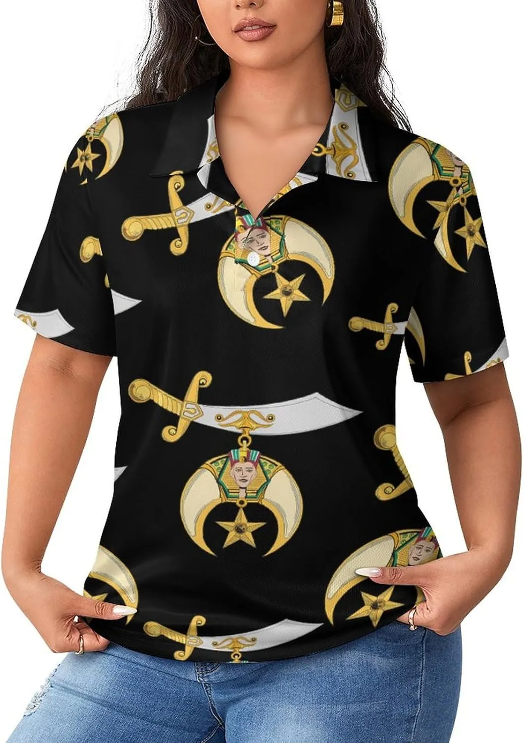 Shriner Logo Women's Polo Shirt Short Sleeve T Shirts Tennis Tee Casual Tops