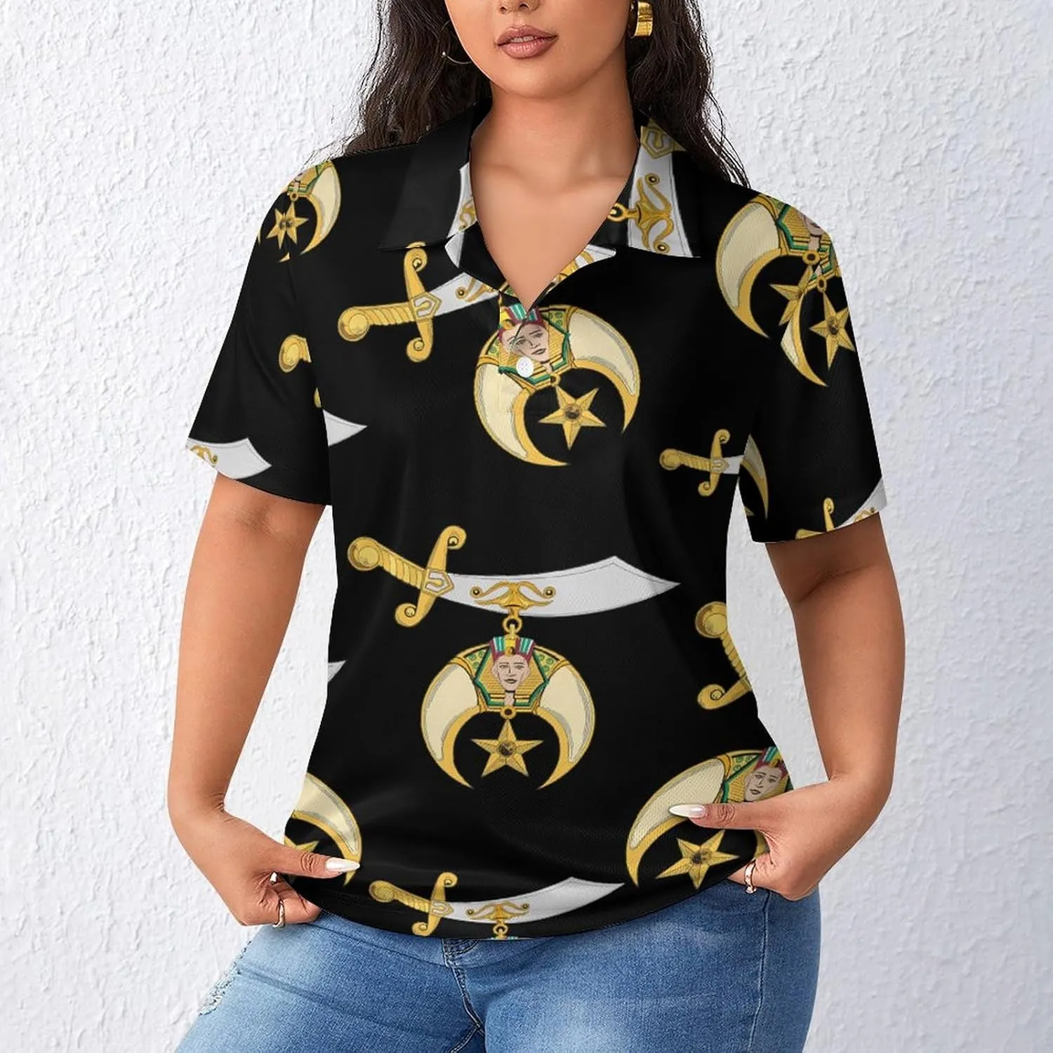Shriner Logo Women's Polo Shirt Short Sleeve T Shirts Tennis Tee Casual Tops