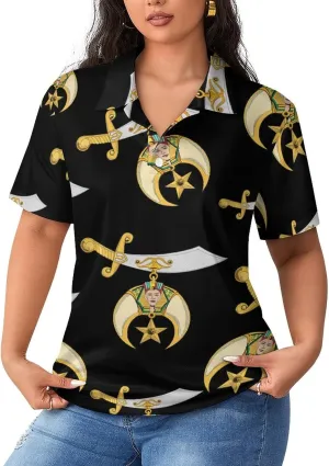 Shriner Logo Women's Polo Shirt Short Sleeve T Shirts Tennis Tee Casual Tops