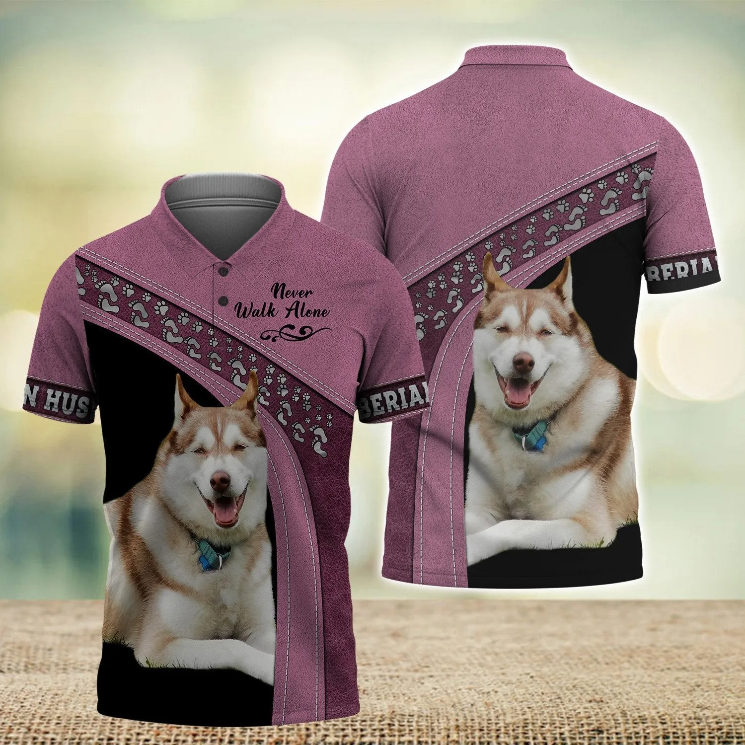 Siberian Husky Love Never Walk Alone Pink 3D Full Print Shirts, Shirt For Dog Lovers, Dog Memorial Gifts for loss of Dog