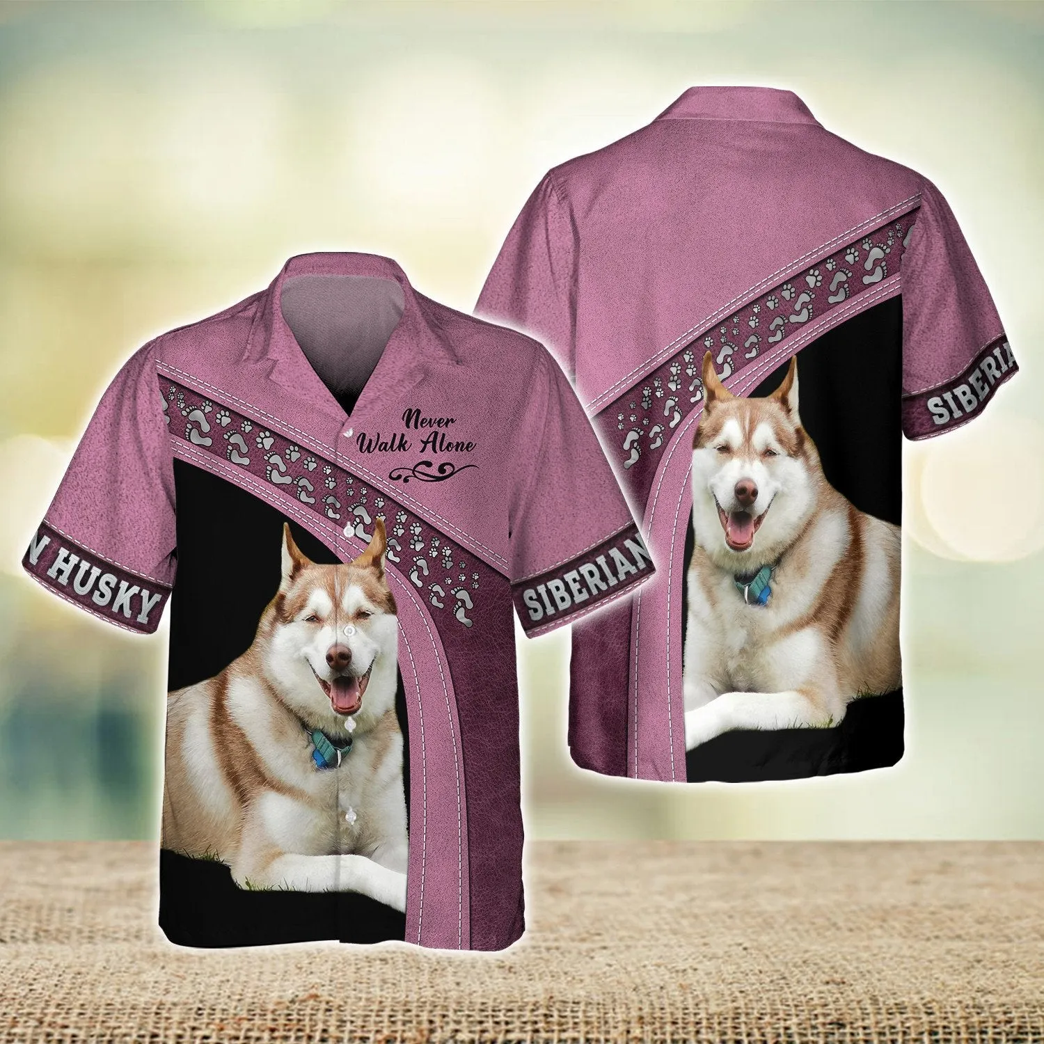 Siberian Husky Love Never Walk Alone Pink 3D Full Print Shirts, Shirt For Dog Lovers, Dog Memorial Gifts for loss of Dog