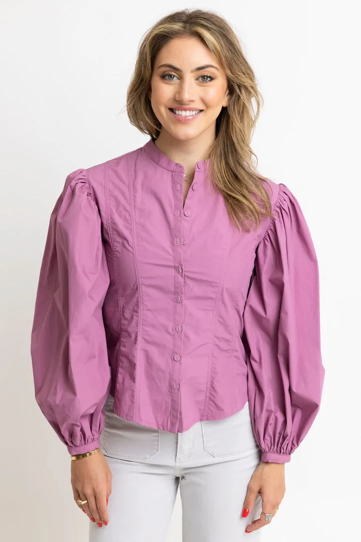Solid Poplin Button Top