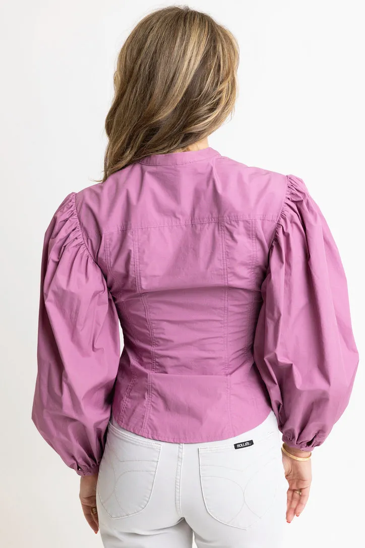 Solid Poplin Button Top