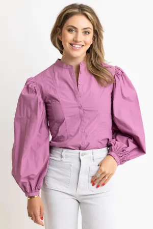 Solid Poplin Button Top