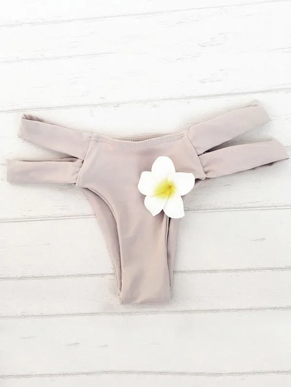 Spaghetti Straps Solid Color Bandage Bikini Set