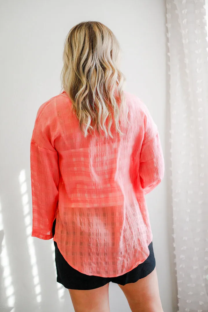 Textured Button Up Top