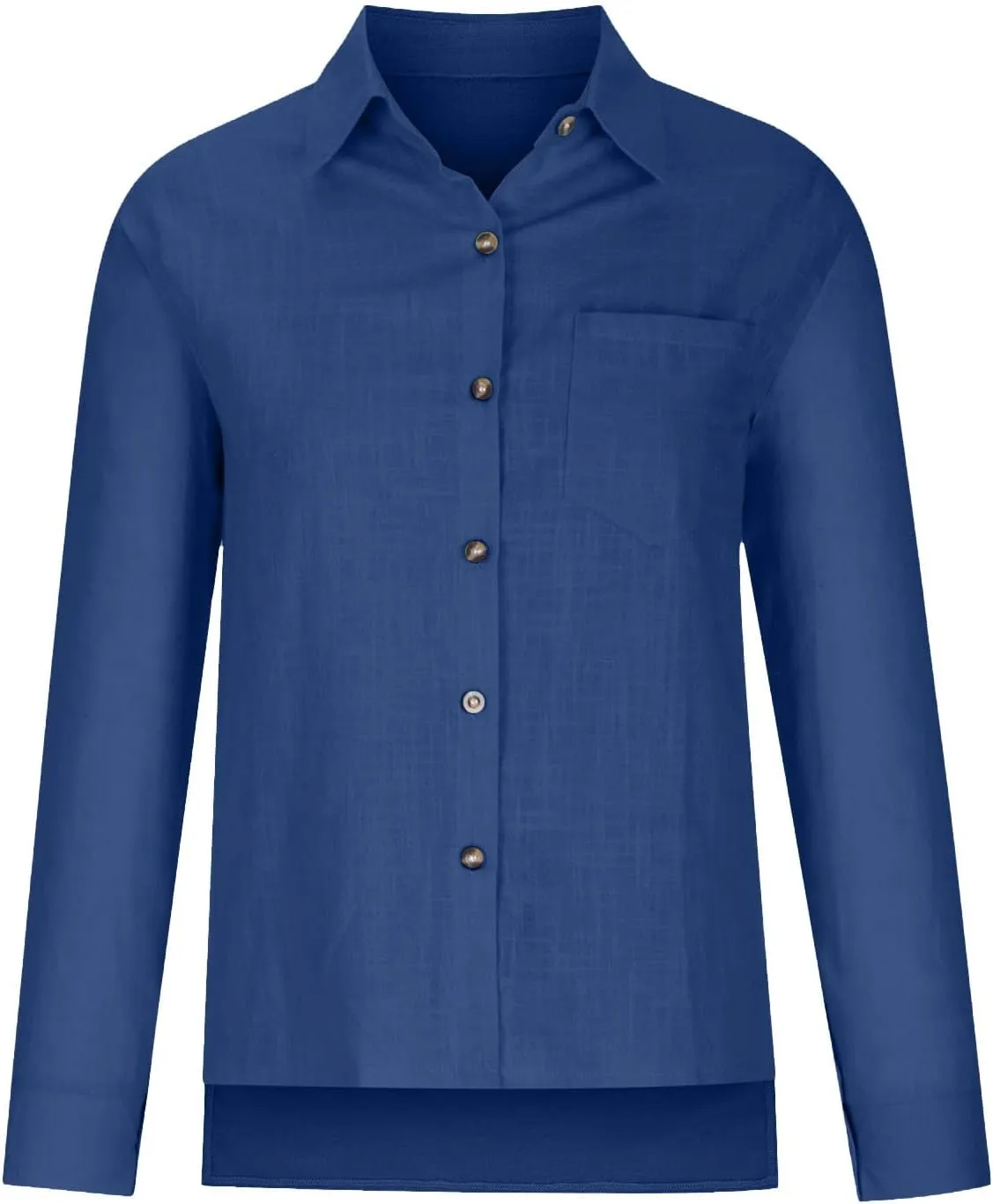 Womens Long Sleeve Shirt Casual Work Office Blouse Top Cotton Linen Button Up Shirts Spring Summer Blouses