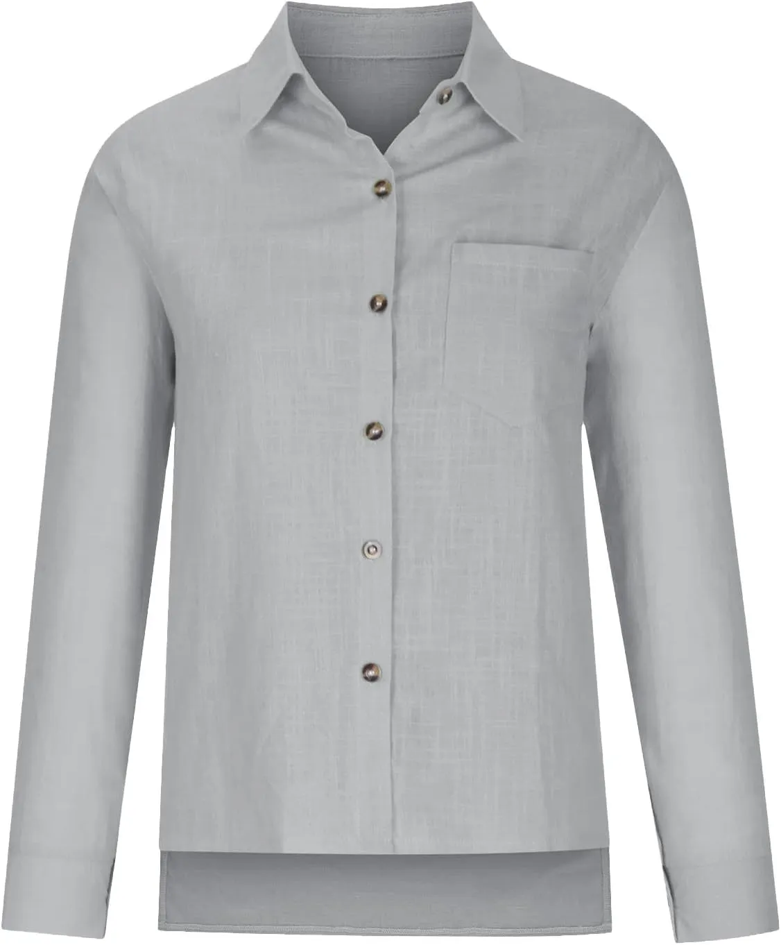 Womens Long Sleeve Shirt Casual Work Office Blouse Top Cotton Linen Button Up Shirts Spring Summer Blouses