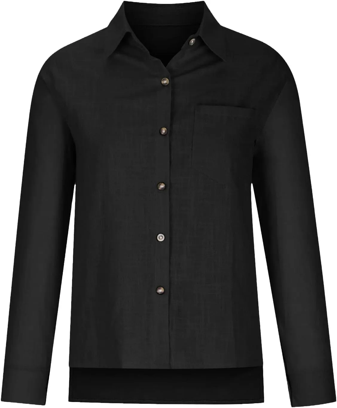 Womens Long Sleeve Shirt Casual Work Office Blouse Top Cotton Linen Button Up Shirts Spring Summer Blouses