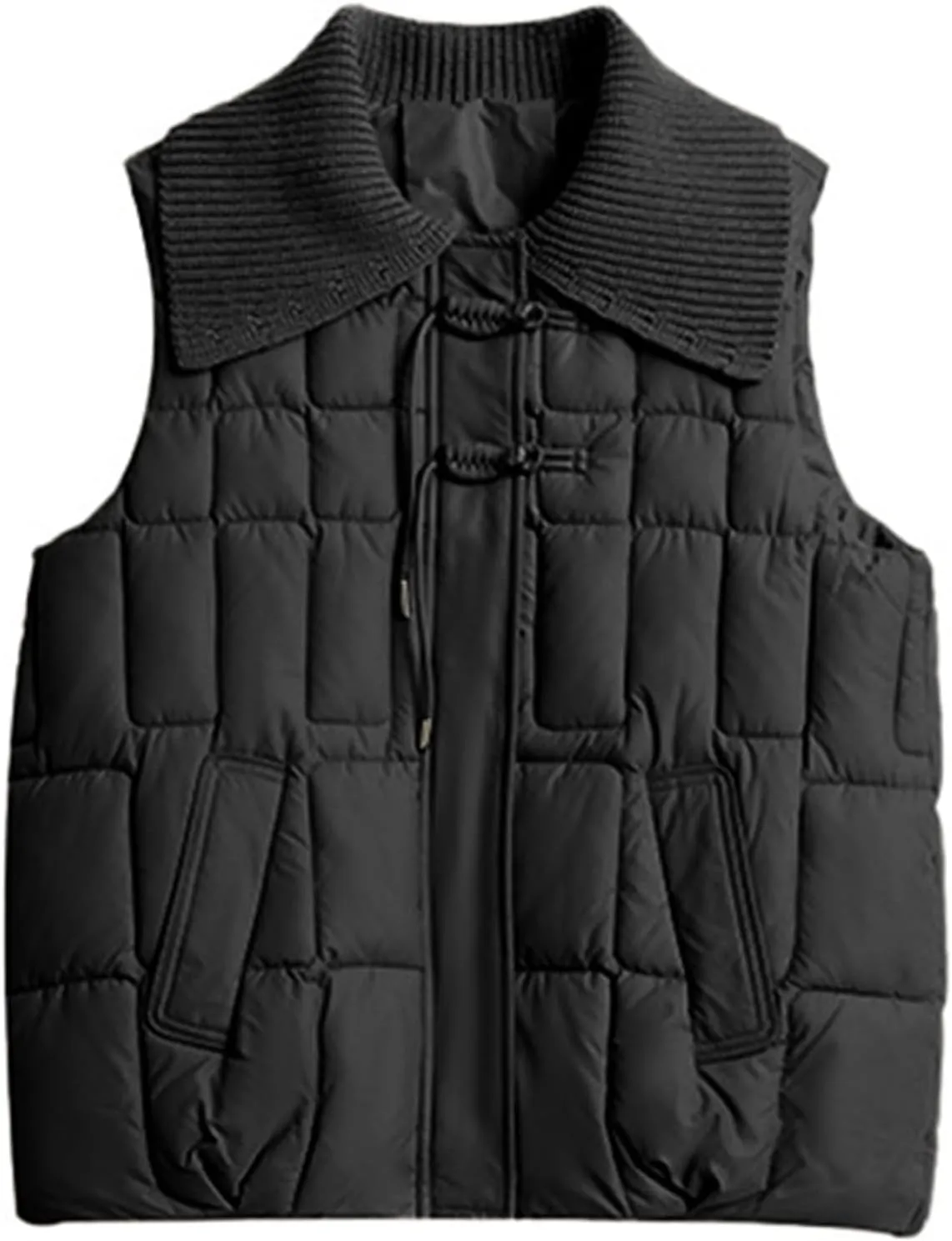 Womens Quilted Vest Lightweight Down Vests Stand Collar Padded Outwear Pockets Trendy Fashion Sleeveless Puffer Jackets