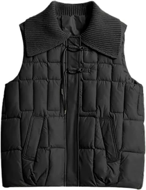 Womens Quilted Vest Lightweight Down Vests Stand Collar Padded Outwear Pockets Trendy Fashion Sleeveless Puffer Jackets