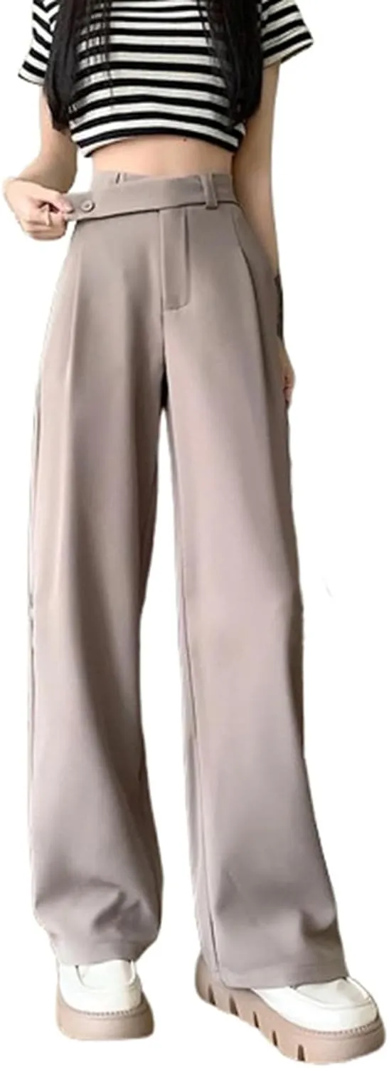 Womens Wide Leg Pants Elastic High Waisted Trendy Casual Palazzo Pants 2024 Office Work Business Trousers with Pockets