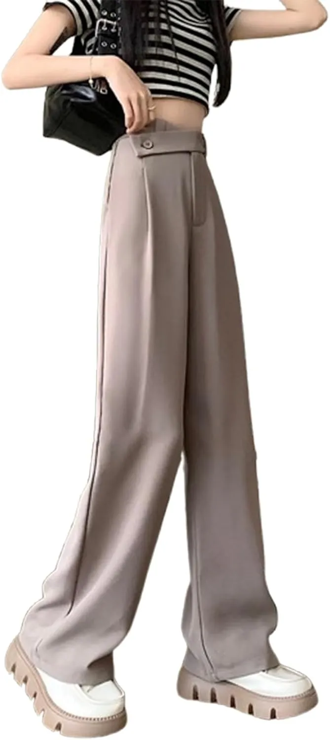 Womens Wide Leg Pants Elastic High Waisted Trendy Casual Palazzo Pants 2024 Office Work Business Trousers with Pockets