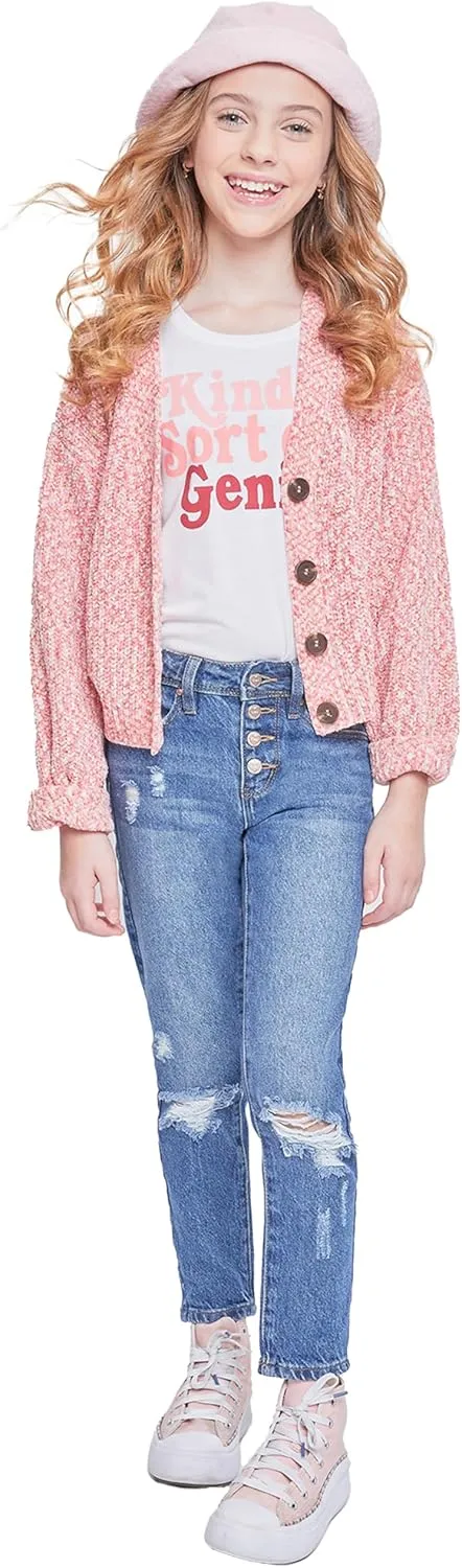 YMI Girls Selena Dream Button Fly Straight Leg Hybrid Jeans