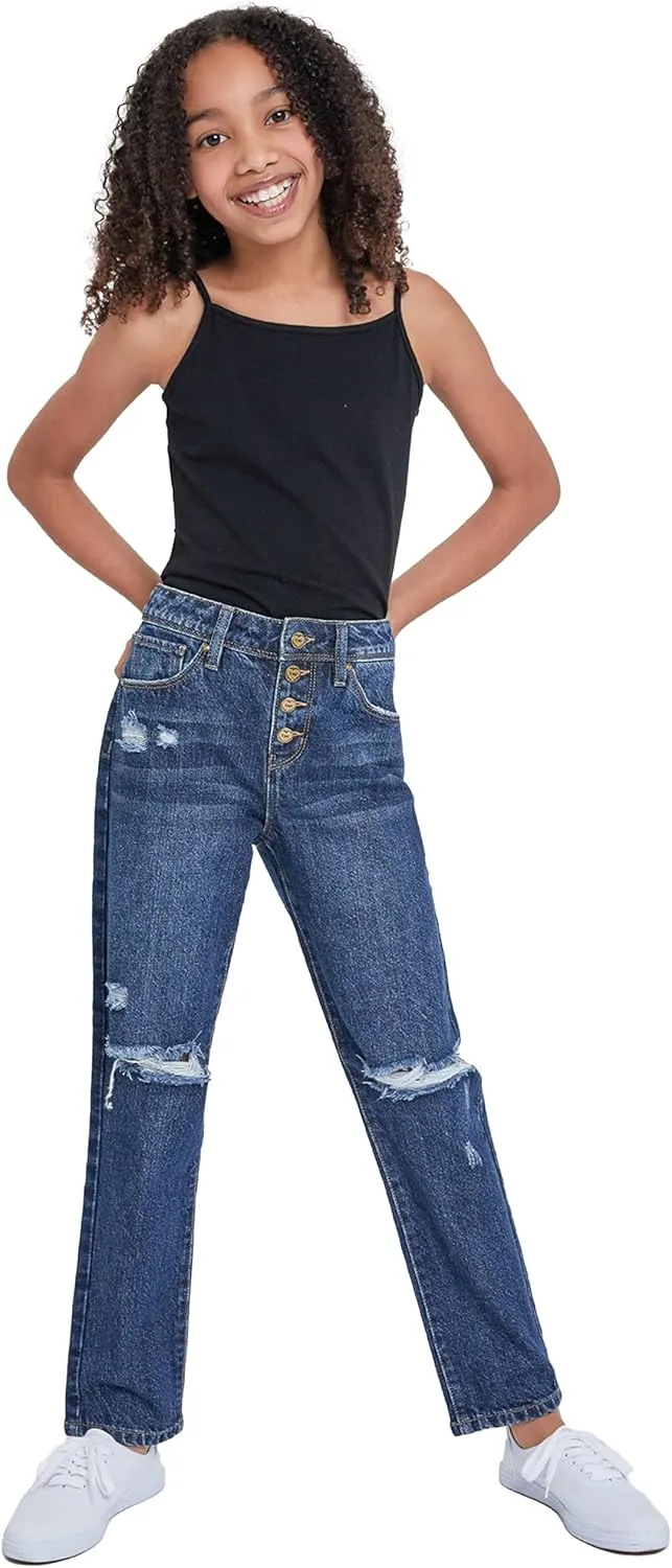 YMI Girls Selena Dream Button Fly Straight Leg Hybrid Jeans