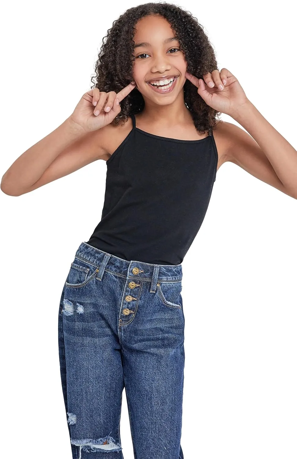 YMI Girls Selena Dream Button Fly Straight Leg Hybrid Jeans
